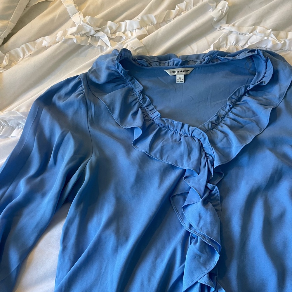 Counterparts Blue Ruffled Blouse